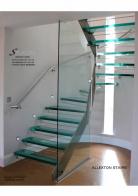 Semi Spiral Staircase in Glass and stainless steel